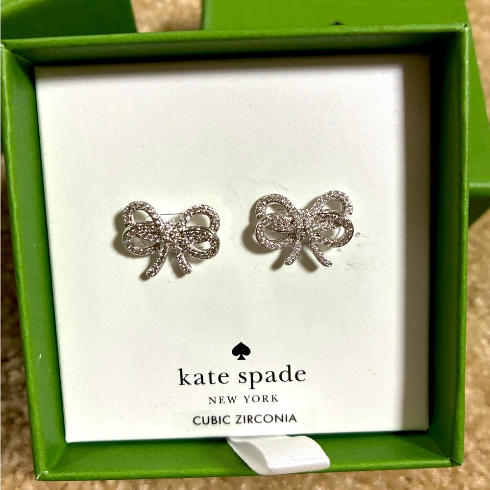 NEW Kate Spade Bow Meets Girl cubic zirconia 3D earrings Mother’s Day Easter
